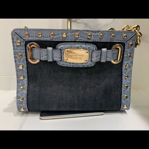 Michael Kors Hamilton Studs Blue Denim Crossbody